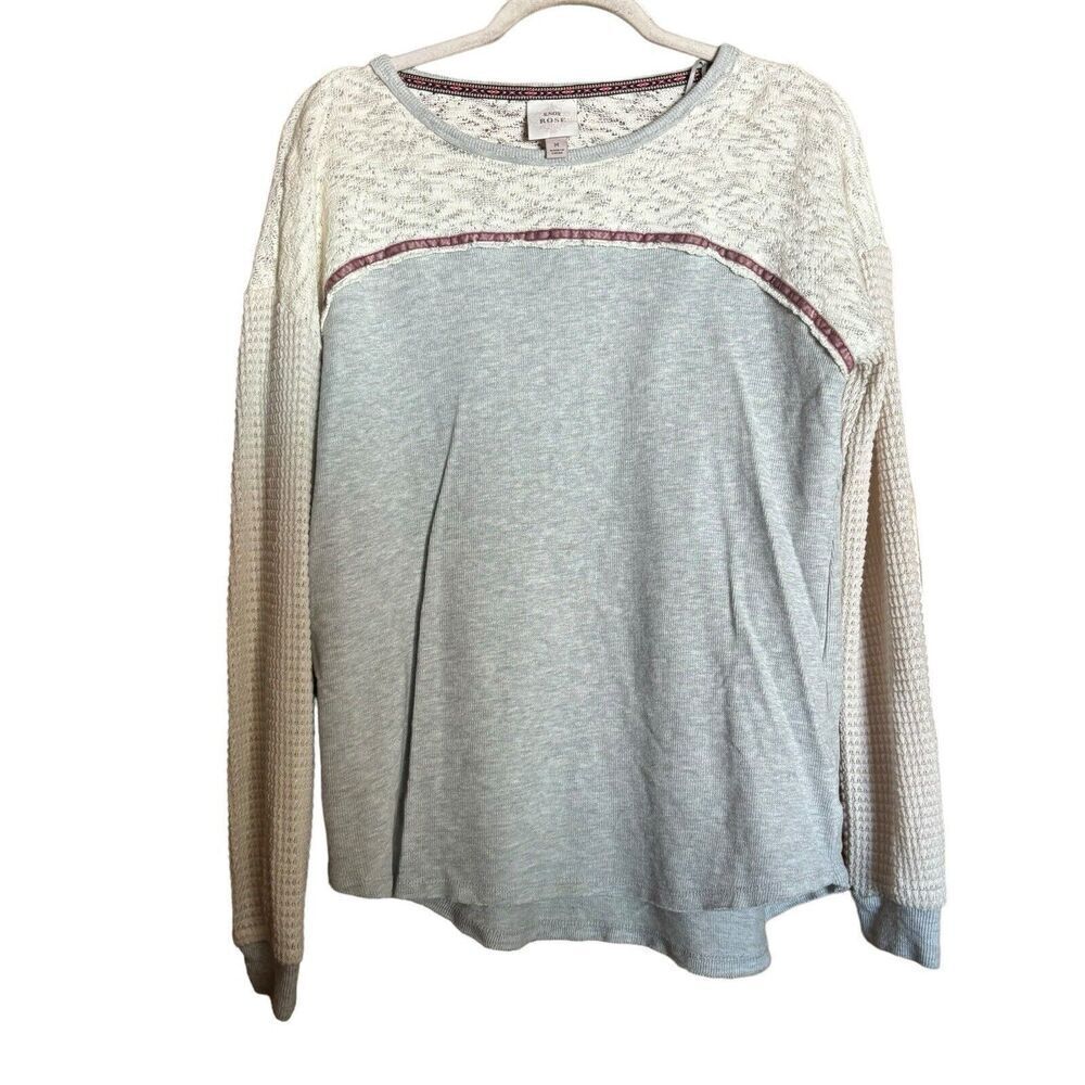 Knox Rose Top Womens Medium Multicolor Marled Waffle Knit Stretch Blouse
